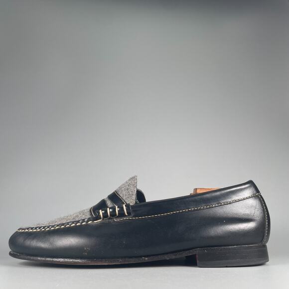 G.H. Bass & Co. Other - G.H. Bass Weejuns Mens Size 9.5 Black Leather Gray Wool Slip On Penny Loafer GUC